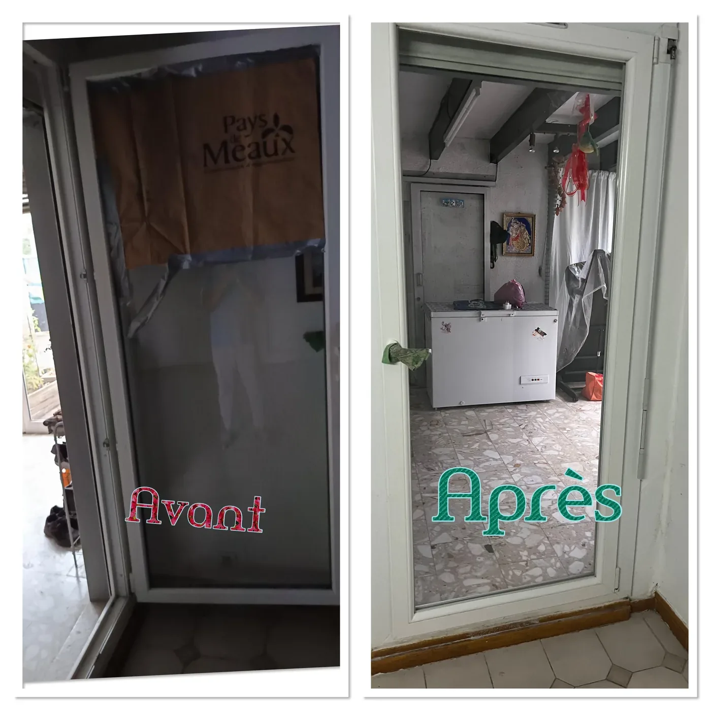 Avant après d'une porte-fenêtre vitrée