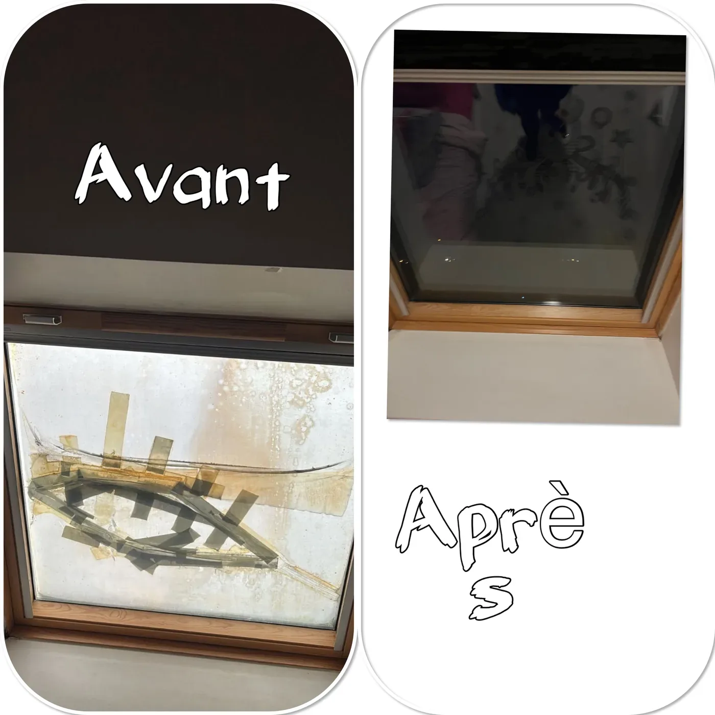 Avant après d'un vitrage fissuré remplacé